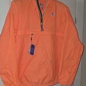 K-Way Neon Orange Windbreaker 1/4 Zip Jacket BNWT